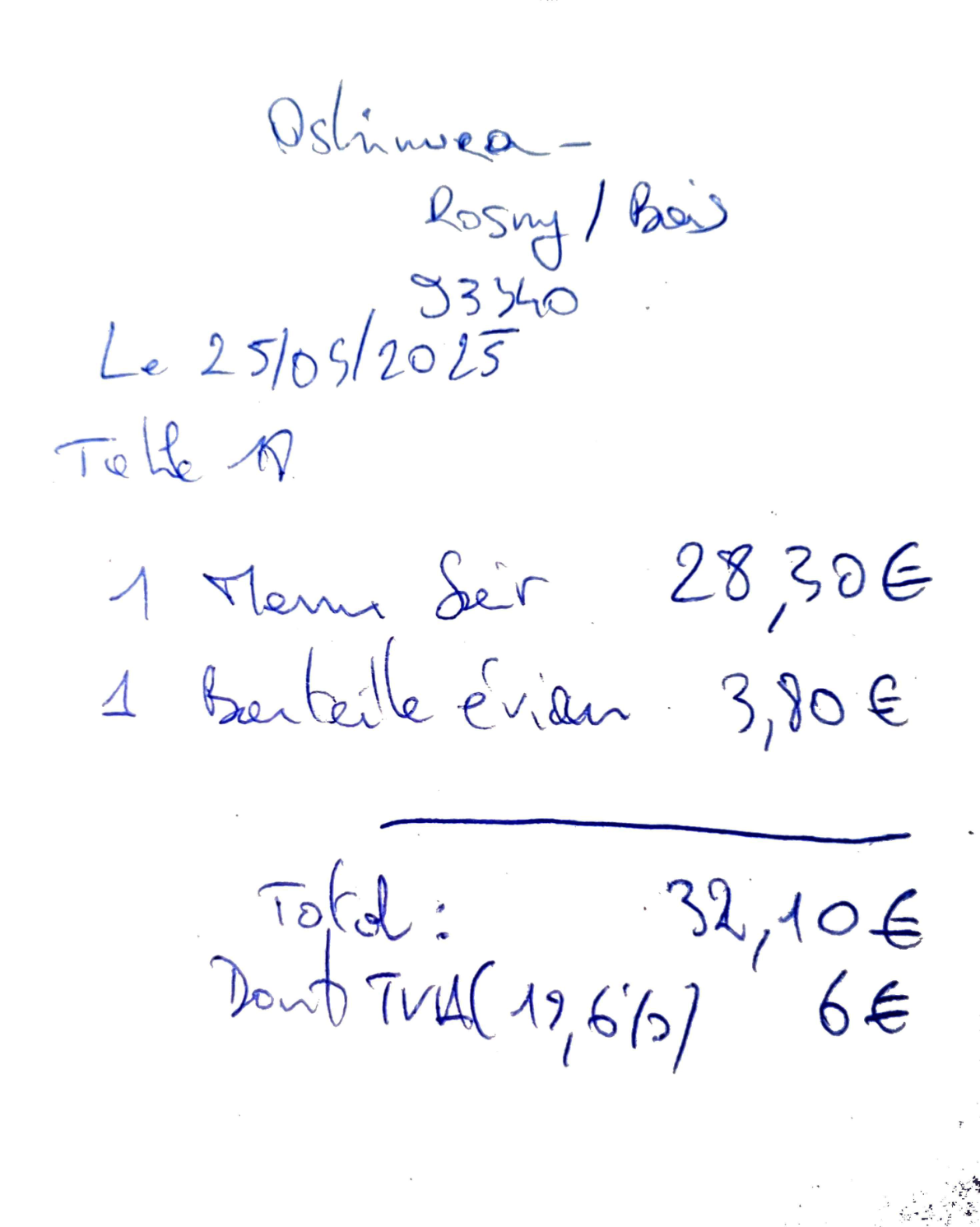 Handwritten PDF invoice