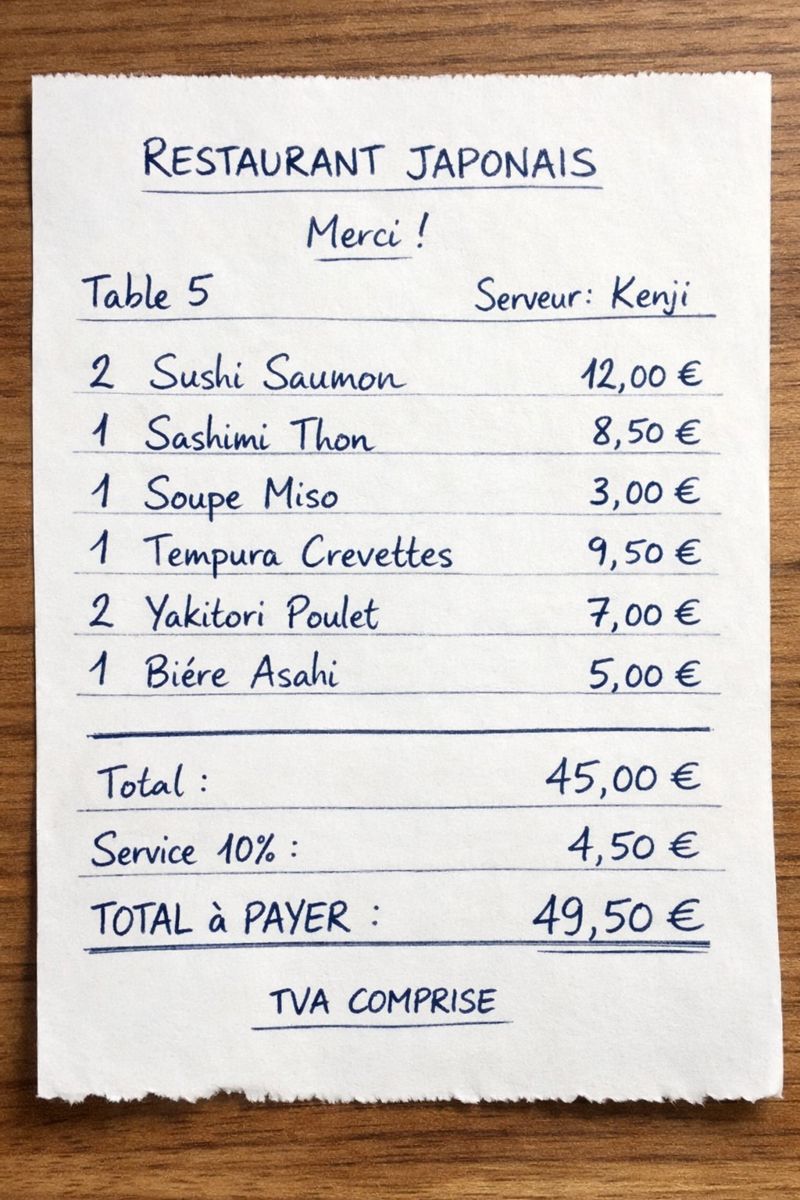 Ticket restaurant japonais